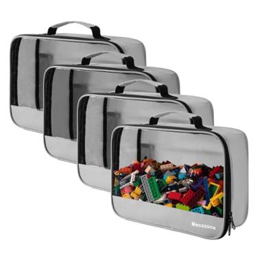 Imagem de Bolsa de armazenamento de brinquedos com 4 peças, bolsa de armazenamento clássica de tijolos, estojo de viagem para brinquedos de construção, quebra-cabeças, cinza