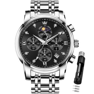 Imagem de Relógio OLEVS Men Luxury Dress Moon Phase Chronograph Black