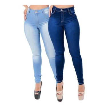 Imagem de 2 Unid Jeans Feminina Calça Skinny Reta Poliéster - Apollogy, 44