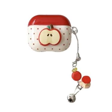 Imagem de QYFZXLV Capa de fone de ouvido fofa para AirPods 4, design engraçado de maçãs criativas com chaveiro para mulheres e meninas, capa protetora para Air Pod 4ª geração (A)