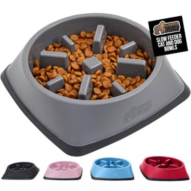 Imagem de GORILLA GRIP Tigelas para cães com alimentação lenta pendente de patente, brinquedo interativo de 4 xícaras para cães e gatos, mantém os animais de estimação ocupados e evita que os filhotes comam