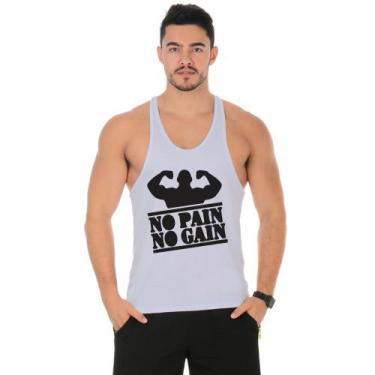 Imagem de Camiseta Regata Cavada Masculino Academia Treino No Pain No Gain - DUM