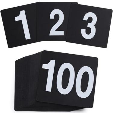 Imagem de Cartões de número de mesa Toncoo 1-100 de plástico 3,5 x 3,5 polegadas