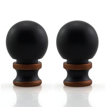 Imagem de Caishun Pacote com 2 parafusos superiores de sombra, 1/4-28, luminária de mesa/chão, preto, alumínio, redondo, polido a óleo, moderno, sólido, 3,8 cm A x 2,5 cm L