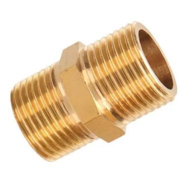 Imagem de 2 Peças Niple Duplo Conexão Latão 1/4 - 1/4 Rosca Bsp - Kit