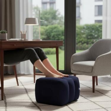 Imagem de Almofada Inflável de Apoio para Pés e Pernas, 3 Alturas Ajustáveis 15-45cm, Portátil com Bolsa de Transporte, para Viagens, Escritório e Casa