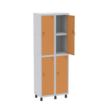 Imagem de Armário Locker 2 Colunas, 4 Portas com Prateleira Central com Duas Cha