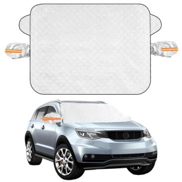 Imagem de FALESOUL Capa de neve de carro para para-brisa, grande capa de neve melhorada para neve, gelo, UV, limpador de gelo e capas de espelho, capa de para-sol à prova de vento para carros, sedãs e SUVs