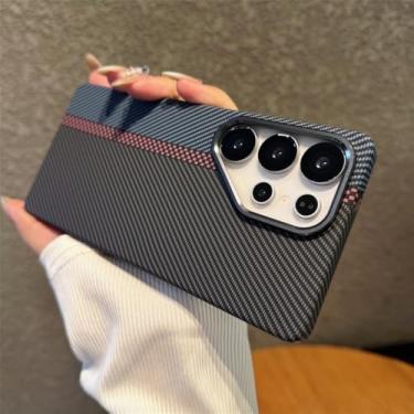 Imagem de Capa de celular com carregamento sem fio de fibra de carbono para Samsung Galaxy S25 Ultra, S24 Plus, S23, lente de liga, capa rígida de PC, D, para Galaxy S25