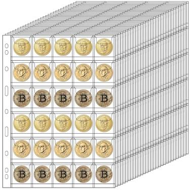 Imagem de 900 bolsos para moedas, 30 folhas de páginas de moedas, suprimentos para coleta de moedas com 9 furos padrão, folhas de moedas de plástico para fichário (30 bolsos)