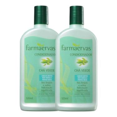 Imagem de Kit 2 Condicionador Cabelo Misto 320ml Chá Verde Farmaervas