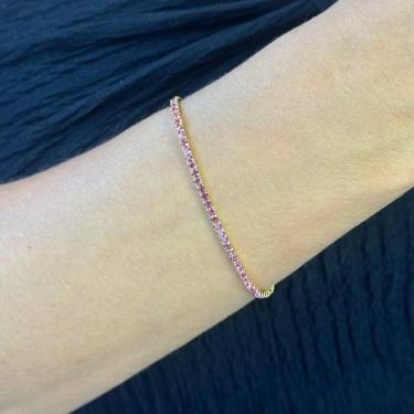 Imagem de Pulseira Riviera Mini Elástico Banhado em Ouro 18k - Anastásia Joias, 