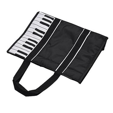 Imagem de Mingzhe Bolsa de Música Tote Ombro Saco de Compras 5mm Algodão Estofamento Piano Chave Padrão Preto 420d Menina Lição 33 * 25cm 1 Bolsa