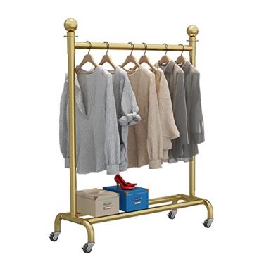 Imagem de Cabides comerciais de metal boutique, prateleiras de exibição de roupas, guarda-roupas, armazenamento de roupas, bolsas de sapatos, organizador de roupas com rodas, corrida de roupas com rodinhas (sem