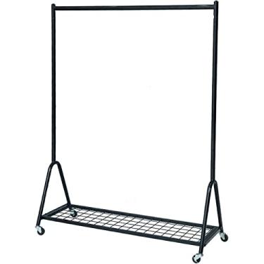 Imagem de Cabide para roupa cabide com prateleiras, calha de roupa desmontável resistente com sapatos para armazenamento, suporta até 40 kg suporte para barra de roupa para decoração de quarto, preto 120