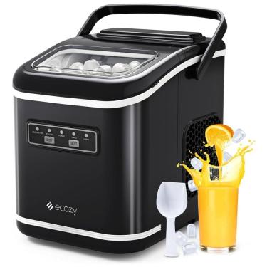 Imagem de Máquina de Gelo Portátil, que Produz 12 kg em 24H com Função de Autolimpeza, Alça para Transporte Inclui Cesta e Colher de Gelo, 110V