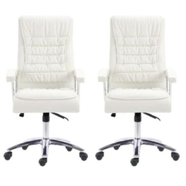 Imagem de Kit 2 Cadeiras Escritório Presidente Ergonômica NR17 material sintétic