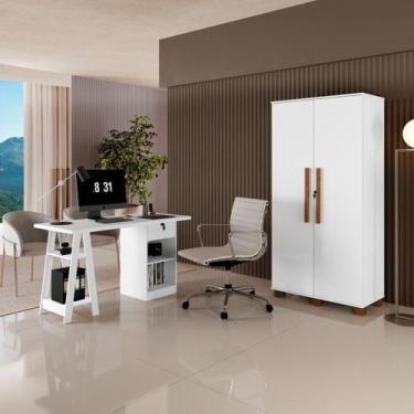Imagem de Kit 2 Peças com Escrivaninha Cavalete e Armário Multiuso 100% MDF com 