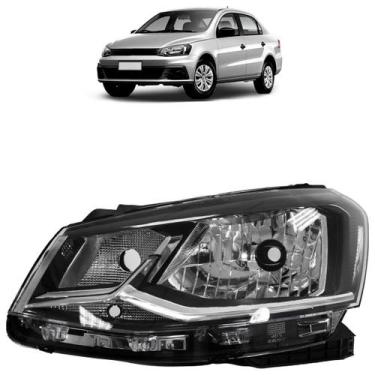 Imagem de Farol Dianteiro Gol Voyage G7 2016 A 2018 Máscara Negra Friso Cromado 