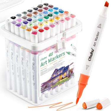 Imagem de Conjunto de marcadores Ohuhu Brush Markers à base de álcool de 48 core