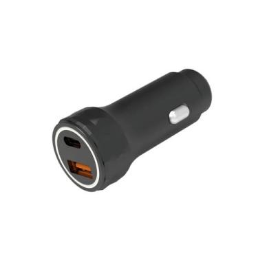 Imagem de Carregador Veicular Duplo 30w Turbo Usb Pd A + Tipo C 30w - 5+