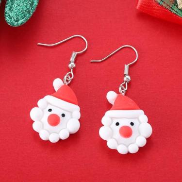 Imagem de Brincos de Natal para mulheres, Papai Noel, veado, brincos pendurados, roupas de Natal, acessórios de bijuteria, 2inch, Liga de aço, Sem pedra preciosa