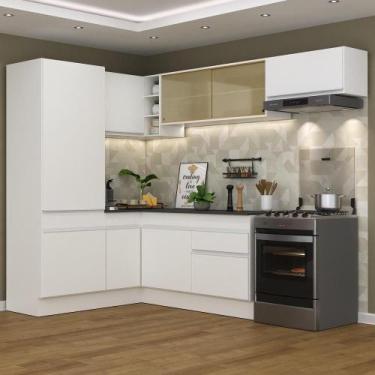 Imagem de Armário De Cozinha De Canto Com Rodapé Veneza V2086 Branco - MULTIMOVE