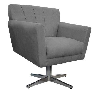 Imagem de Poltrona Laura Base Giratória de Metal Suede Cinza