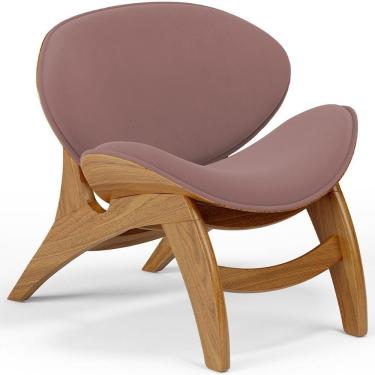 Imagem de Poltrona Decorativa Orgânica Sala Living Kadosh L02 Suede Rosê