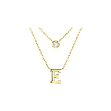 Imagem de CRITI RORA Colar de prata esterlina S925 com diamantes cultivados em laboratório, colar com pingente de letra banhada a ouro, colar de corrente de camada dupla, joia da moda feminina, presente de Dia