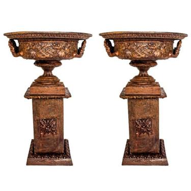 Imagem de Floreira + Base Decoração Jardim Arte Ferro Fundido