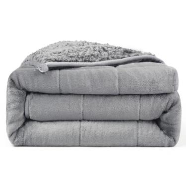 Imagem de Cobertor pesado ultramacio de 9 kg para adultos, lã de ovelha de pelúcia reversível para conforto para relaxamento e noites aconchegantes, segurança tipo abraço, distribuído uniformemente, L 152 cm x