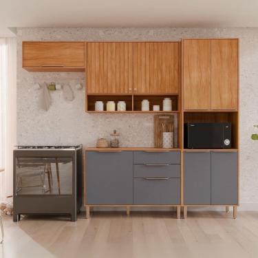 Imagem de Cozinha Modulada 4 Peças Com Torre Quente Para Forno Ou Microondas Divina Cinamomo-titânio