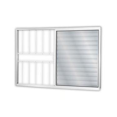 Imagem de Janela Veneziana Vitralfer - 120x100 3 Folhas - 1 Fixa C-grade Branca