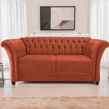 Imagem de Sofá Recamier Divã Chesterfield 200cm Sofia Suede Terracota Capitonê- Mabe Magazine