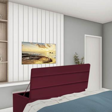 Imagem de Calçadeira Baú Recamier Estofada Cama De Casal 140cm Argentina Corino Bordo- Mabe Magazine