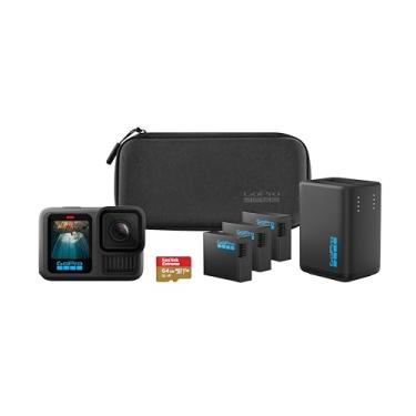 Imagem de GoPro Pacote de energia estendido HERO13 preto – Inclui carregador de bateria duplo, 3 baterias Enduro, cartão microSD SanDisk de 64 GB, capa para câmera
