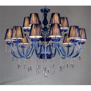 Imagem de Lustre de cristal de luxo europeu com LED, ideal para sala de estar, restaurante, quarto, villa, hotel, loja de roupas, salão de beleza, café, bar, karaokê e decoração americana (EB 18 lâmpa