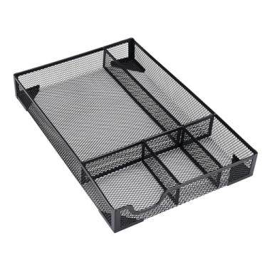 Imagem de AUNMAS Bandeja Organizadora de Mesa de Malha de Metal, Suporte para Lápis de Caneta Doméstica de 5 Grades para Escritório, Escola e Casa Com Ventilação, Organização Organizada de (Preto)