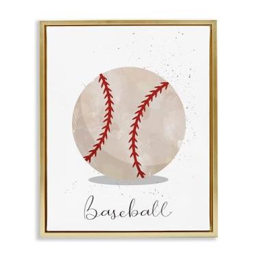 Imagem de Stupell Industries Let's Play Ball Baseball Brown Framed Floater Canvas Wall Art, design por Christine Simpson Art, 21 x 17