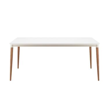 Imagem de Mesa De Jantar Retangular Com Tampo De Vidro Abbey Off White 180cm