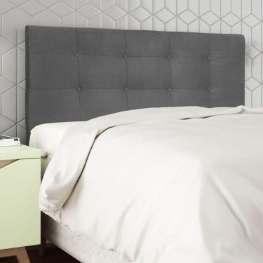 Imagem de Cabeceira Estofada Cama Box Queen 160 Cm Atena Suede Cinza