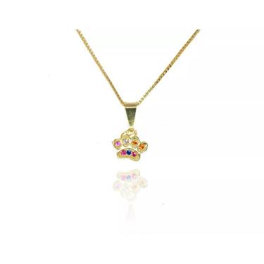 Imagem de Colar Com Pingente De Patinha Colorida Folheado A Ouro 18k - Acessório Pet Lovers