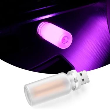Imagem de iFunyLED Luzes noturnas de LED USB para interior do carro, kit de iluminação ambiente de carro regulável portátil, mini garrafa de vidro fosco retrô decorações para veículos, acampamento, quarto
