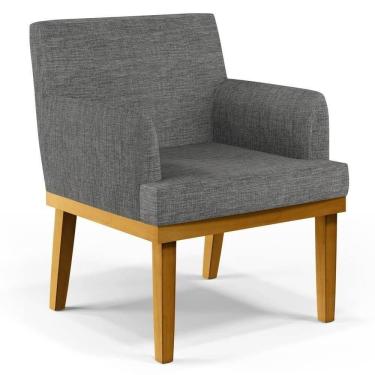 Imagem de Poltrona Decorativa Sala De Estar E Recepção Vitória W01 Linho Cinza Escuro - Mpozenato