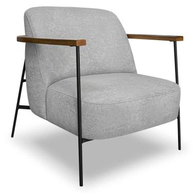 Imagem de Poltrona Para Sala Pés Metálicos Ellen S06 Boucle Cinza - Mpozenato