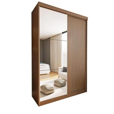 Imagem de Guarda Roupa 2 Portas De Correr Com Espelho 2 Gavetas Cléo Minastex Freijó