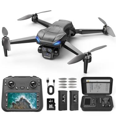 Imagem de Naseto Drone GPS com câmera 4K para adultos, controlador de tela LCD de 11,3 cm, motor sem escovas, tempo de voo de 60 minutos com 2 baterias, cartão SD incluído, quadricóptero FPV 5G com retorno