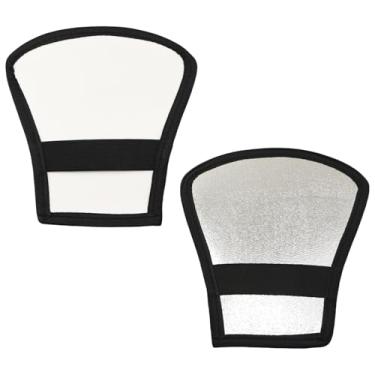 Imagem de BLLNDX 2 peças refletor de flash dupla face difusor branco prata dupla cor tira elástica fotografia ajuste acessório universal 7,87 x 7,28 x 4,33 polegadas para fotografia ao ar livre