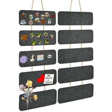 Imagem de Umtiti 2 conjuntos de quadros de avisos de feltro para pendurar com 100 pinos, mostrador retangular de mensagem com corda para sala de aula, escritório, casa, cinza escuro